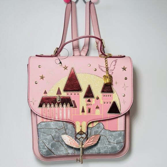 Harry Potter PINK Danielle Nicole Hogwarts Castle Sunset Backpack Bag Handbag - Picture 9 of 9
